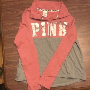 Pink quarter zip sweatshirt